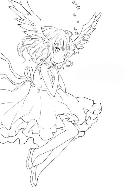 人物线稿黑白动漫素材手绘插画绘画