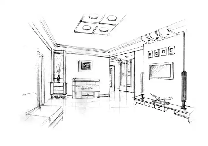 手绘图_家庭客厅_设计作品_装修效果图_荆门装修网_【装饰互联】