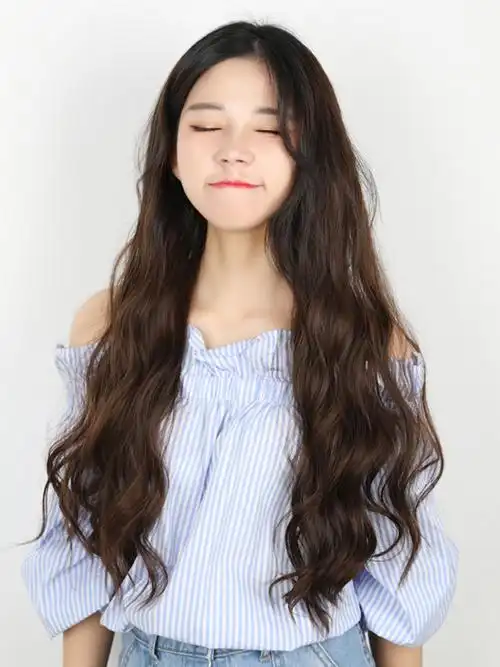 m水波纹u型半头套假发女长卷发大波浪圆脸网红可爱蓬松玉米烫长发