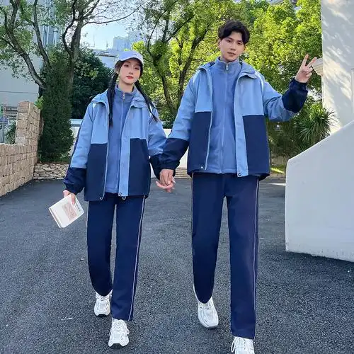 深圳校服冲锋衣班服初中生秋冬季加绒加厚外套学院风高中生运动会