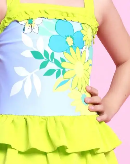 兰嘟吡儿童泳衣专场女童蓝色太阳花连体三角泳衣16ba40042_唯品会