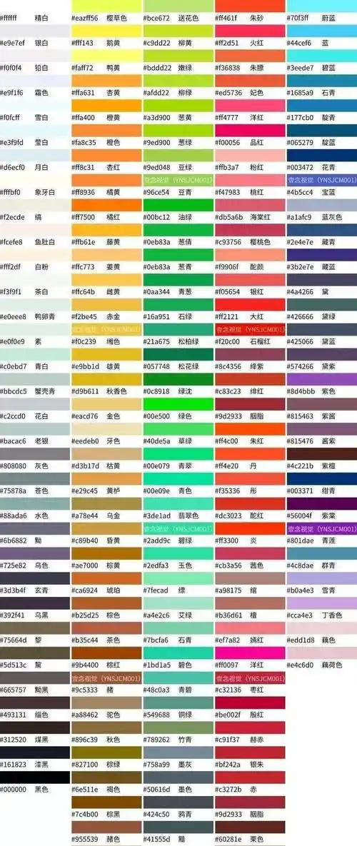 版权归属原作者,本文仅作学习分享100种中国传统配色以及色卡和名称