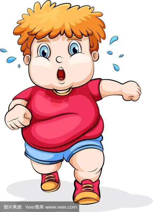 一个胖胖的白人小孩在跑