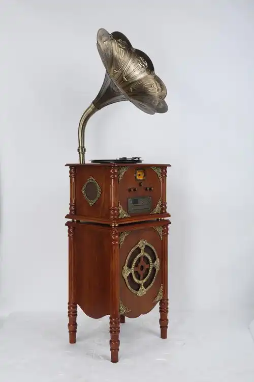 至臻老上海古典留声机仿古电唱机老式低音炮大喇叭lp黑胶唱片机