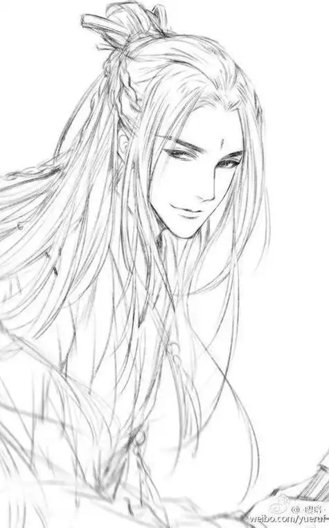 侠客人物简笔画素描二次元男生古风简笔画古风美男侧颜简笔画古风男生