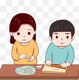 跟爸爸包饺子简笔画