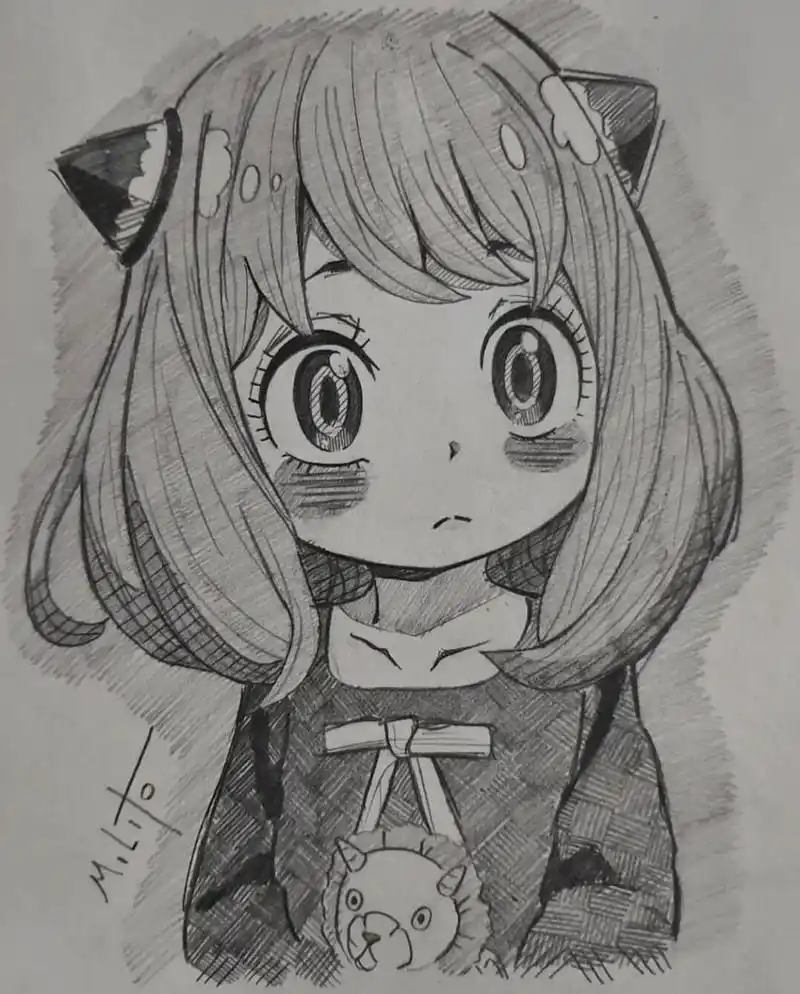 超萌漫画女孩手绘铅笔稿 | 动漫人物