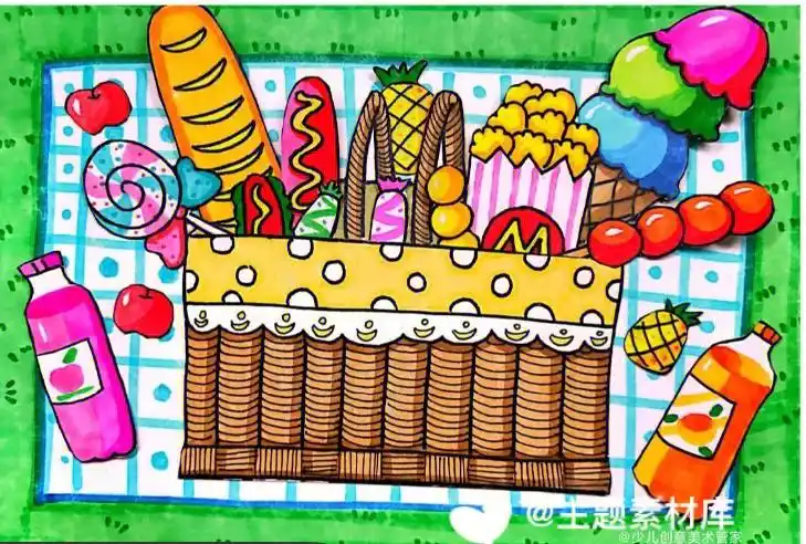 创意美术  #创意儿童画  #可爱简笔画  #一起去野餐  #野餐  #户外