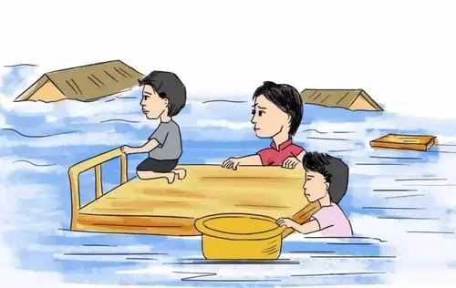 洪水简笔画带步骤洪水