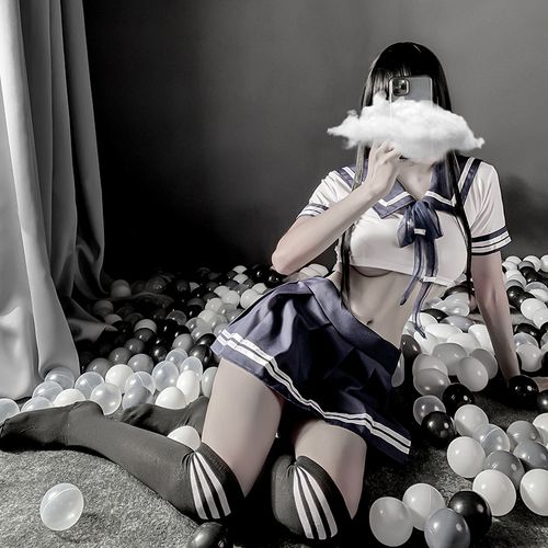 透明睡衣角色扮演吊带连体睡裙夜店成人用品套装 1290飘纱校服(不含袜