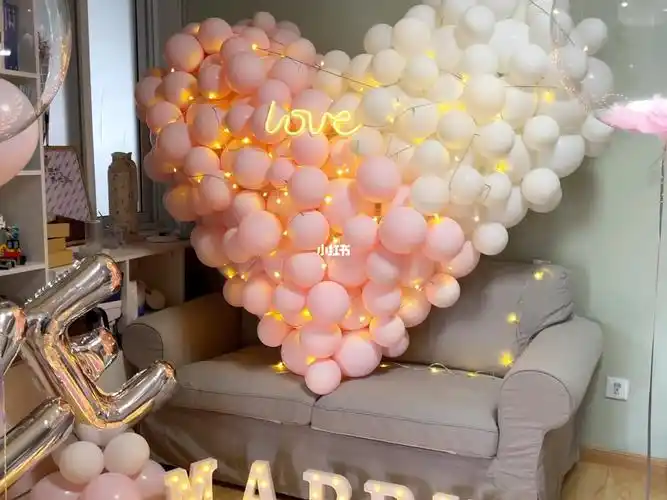 家里小客厅卧室生日求婚惊喜气球布置