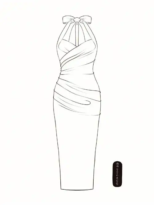 款式图打卡晚礼服款式图#手绘服装效果图  #服装款式图  #款式图