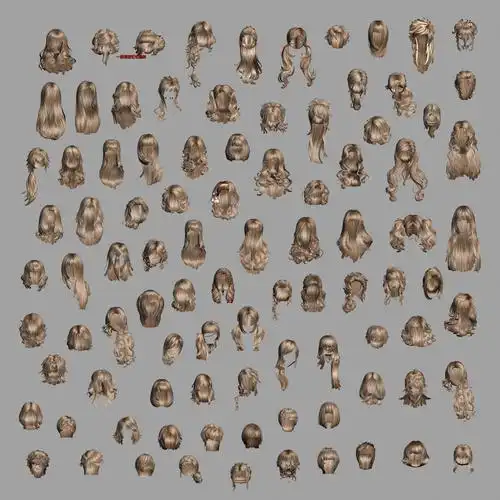 maya头发模型库500个现代女性人头发型高精度带贴图3dmax