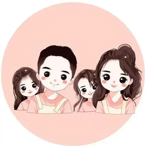 头像五口两女一儿取图q版一家五口微信头像全家福卡通头像五人一儿二