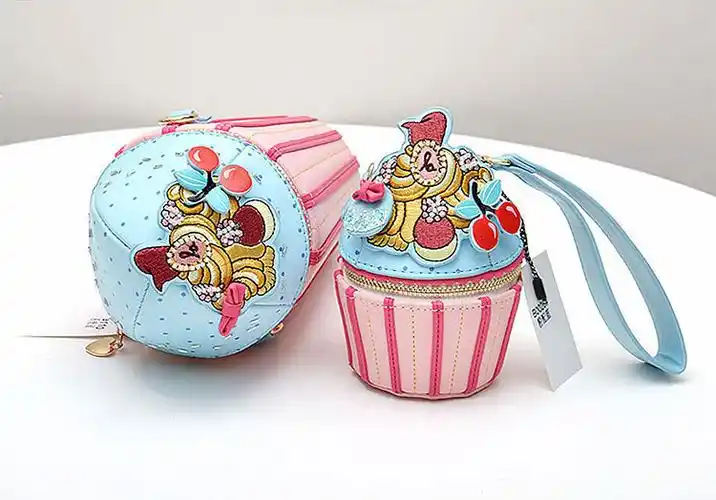 泰国小众糖果手工刺绣纸杯包蛋糕造型手拎包零钱包单肩迷你斜挎包