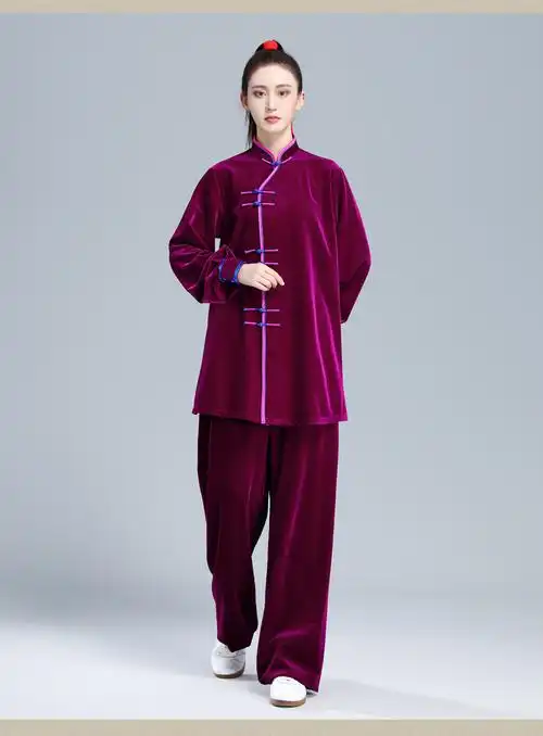 幂范西秋冬季加厚南韩绒武术太极服套装女中老年人武术练功服晨练服