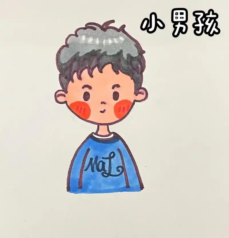 小男孩简笔画 卡通画.#简笔画 #跟着抖音学画画 #一学就会 - 抖音