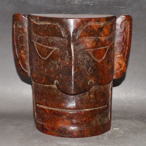 巴蜀文化老玉古玉三星堆文化高鼻大眼祈福平安玉面人大摆件老物件