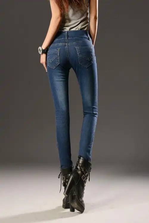 2016秋冬款时尚潮流高腰女士女装牛仔裤弹力修身显瘦小脚铅.