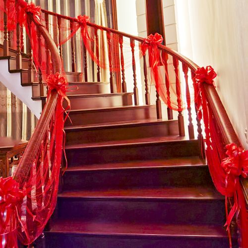 结婚楼梯扶手装饰婚礼婚庆用品拉花纱幔婚房拉花