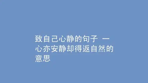 致自己心静的句子一心亦安静却得返自然的意思