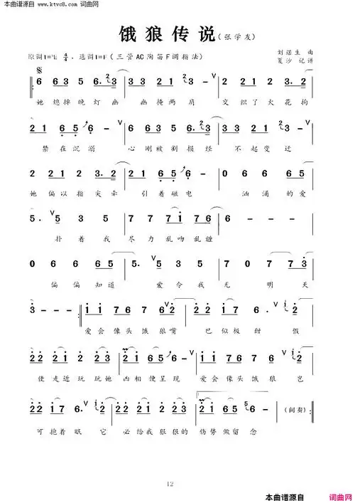 《饿狼传说》简谱