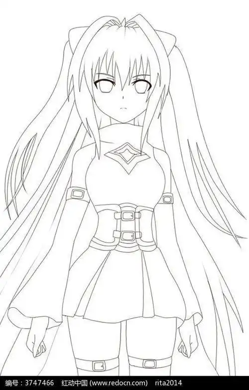 卡通美少女女仆简笔画