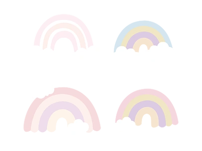 手绘可爱卡通装饰彩虹云朵