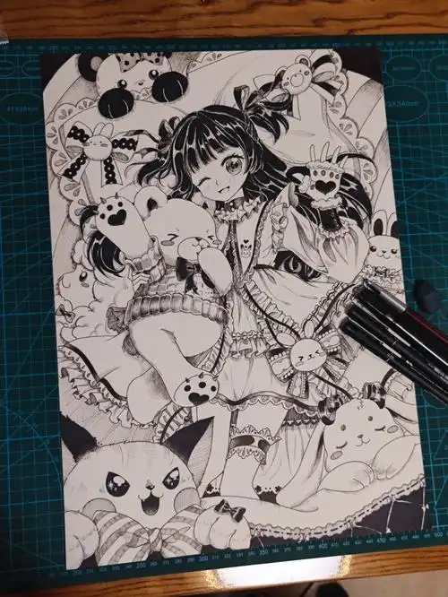 耐～～心#黑白动漫  #画画的日常  #临摹  #手绘临摹  #针管笔手绘