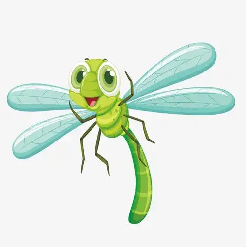 卡通绿色植物麦子麦穗蜻蜓插画元素