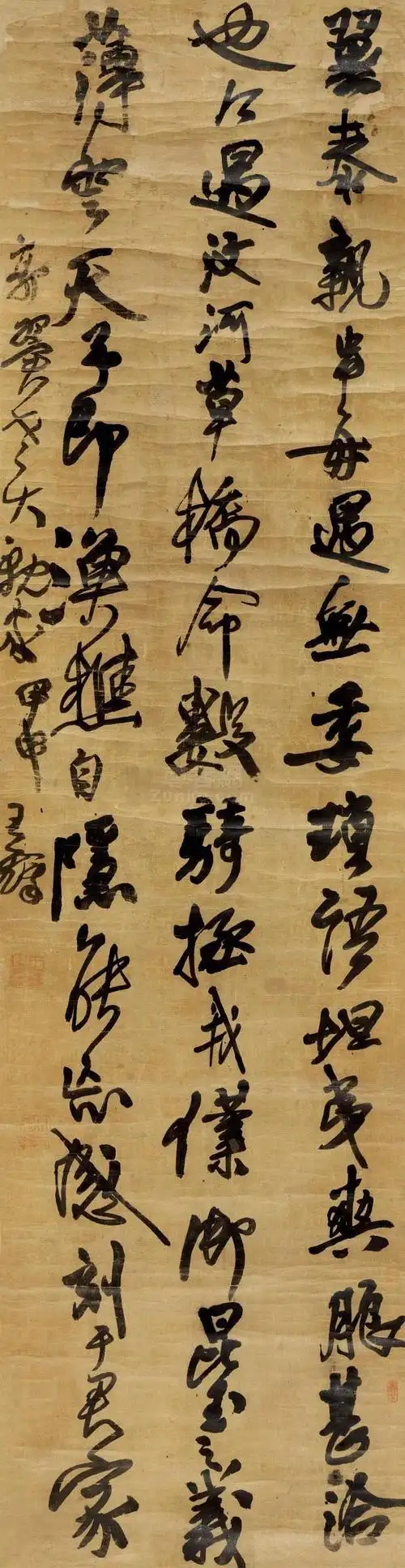 王铎行书翼泰帖立轴绫本作品欣赏