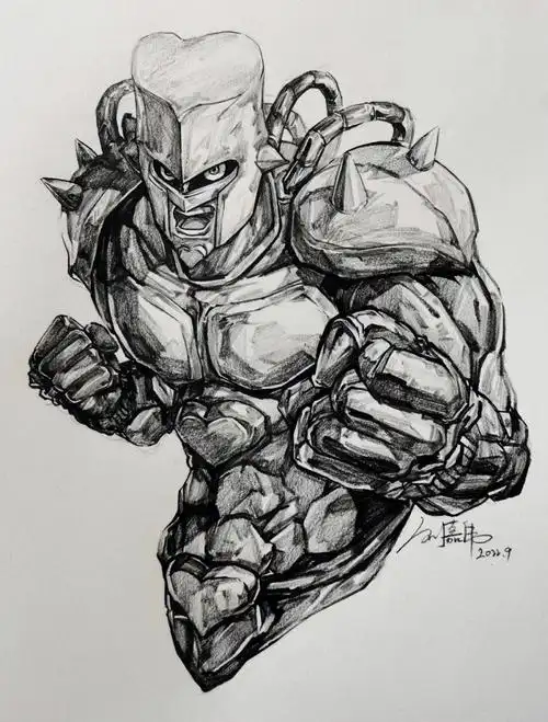 9015:卡西米尔炭笔#绘画  #速写  #约稿画画  #jojo  #jojo的奇妙