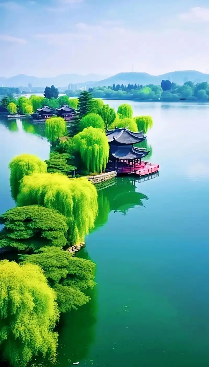 西湖美景."西湖翠柳"是西湖风景的一大亮点,春天柔嫩,如烟似 - 抖音