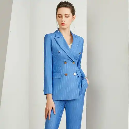 工作服 春装 女主持人ol英伦风职业套裤 蓝色西服套装 - 女装/女士
