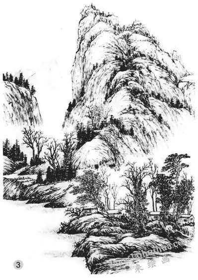 山水画水墨画稿步骤三