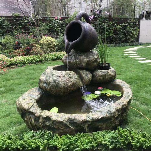 品新中式庭院景观户外喷泉流水鱼池假山造景花园装饰水池摆件工艺品