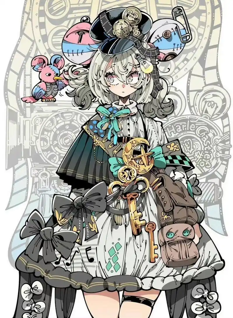 kafun动漫人物插画欣赏,画风独特,线条复杂.#动漫# #插画# #二次元