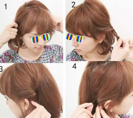可爱波波头短发简单扎法图解