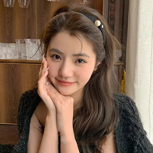 目柔 气质珍珠小香风发箍女高颅顶头箍洗脸压碎发化妆发卡百搭发饰 单