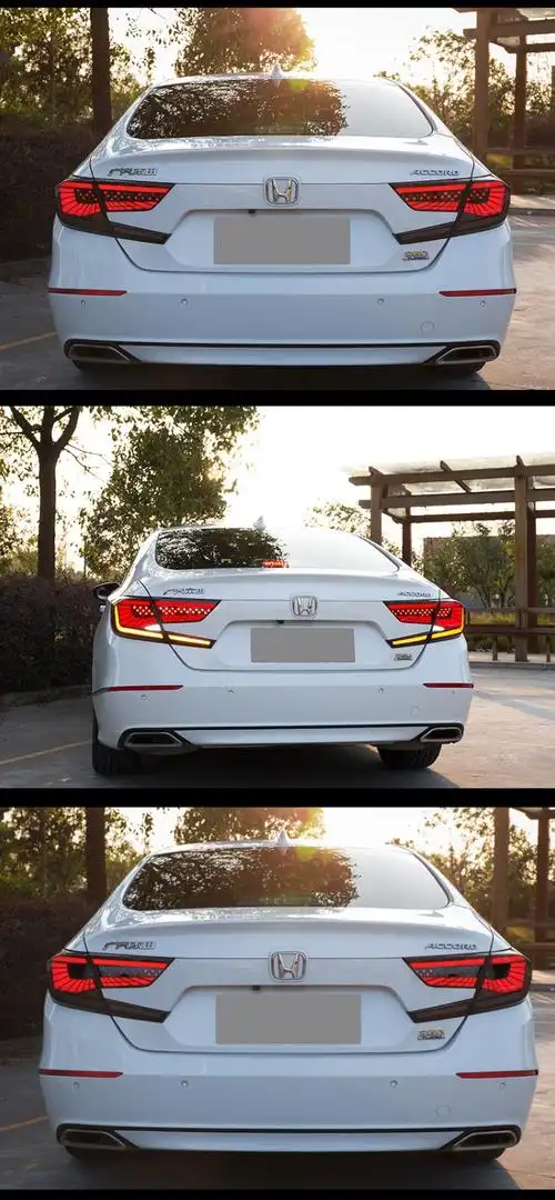 十代雅阁尾灯总成改装10代雅阁星空鱼骨后尾灯天使led流水灯流光转向