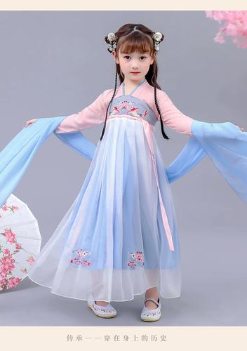 超仙襦裙中国风轻纱飘逸小女孩连衣裙夏季演出服儿童汉服女童古装