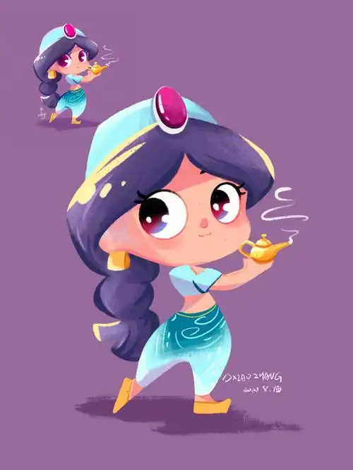 迪士尼公主茉莉公主临摹练习