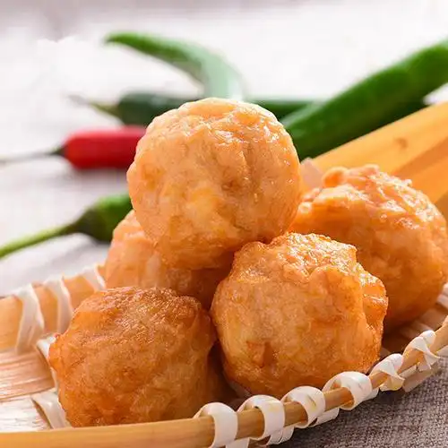 油炸花枝冷冻半成品1kg台湾风味煎炸烤火火锅墨鱼丸