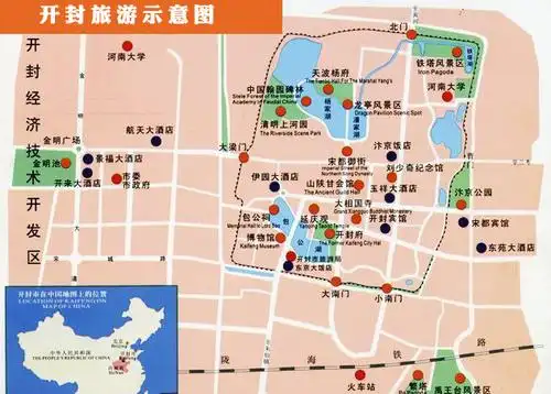 可选择1日或2日游,路线围绕黑色框框的景点分布开展即可,主要以开封府