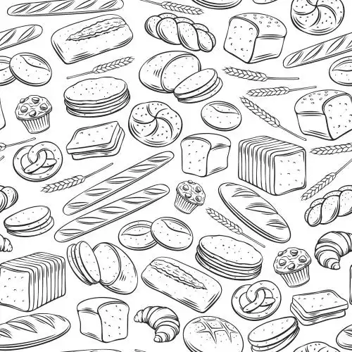 黑白手绘吐司面包背景