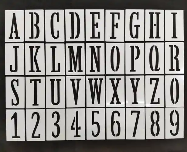跨境热销36pcs英文字母数字镂空喷绘模板 字母涂鸦墙绘喷绘画模板