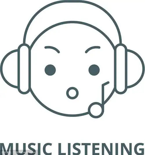 听音乐的表情符号线图标线性