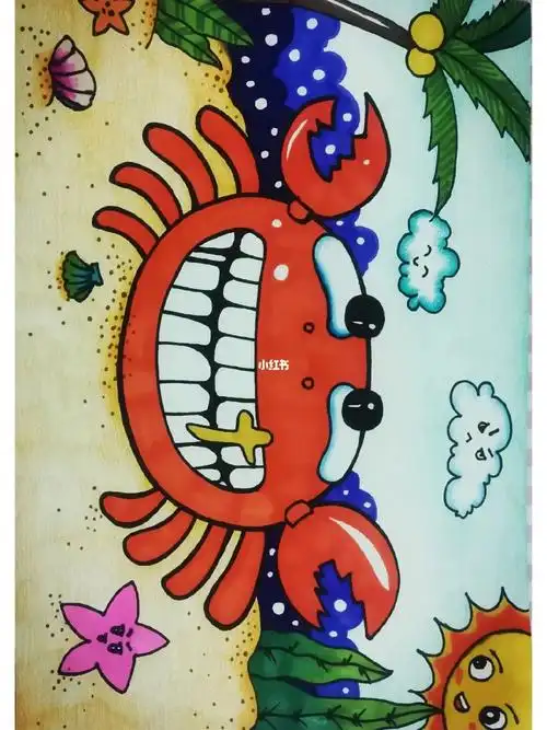 儿童画可爱大螃蟹适合67岁