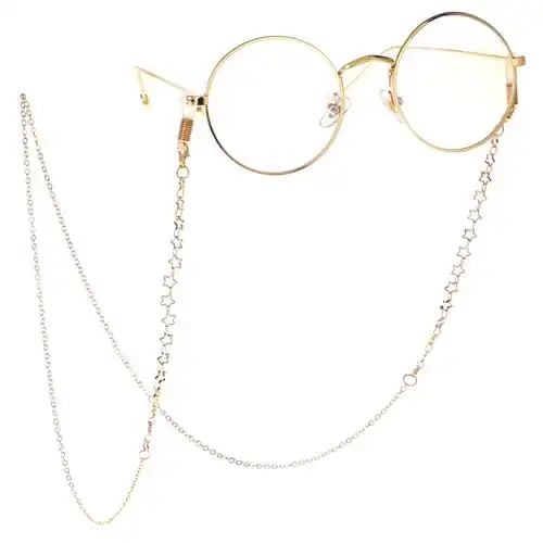 镂空星星金色金属眼镜链条挂脖女ins风可爱欧美出口复古洛丽塔