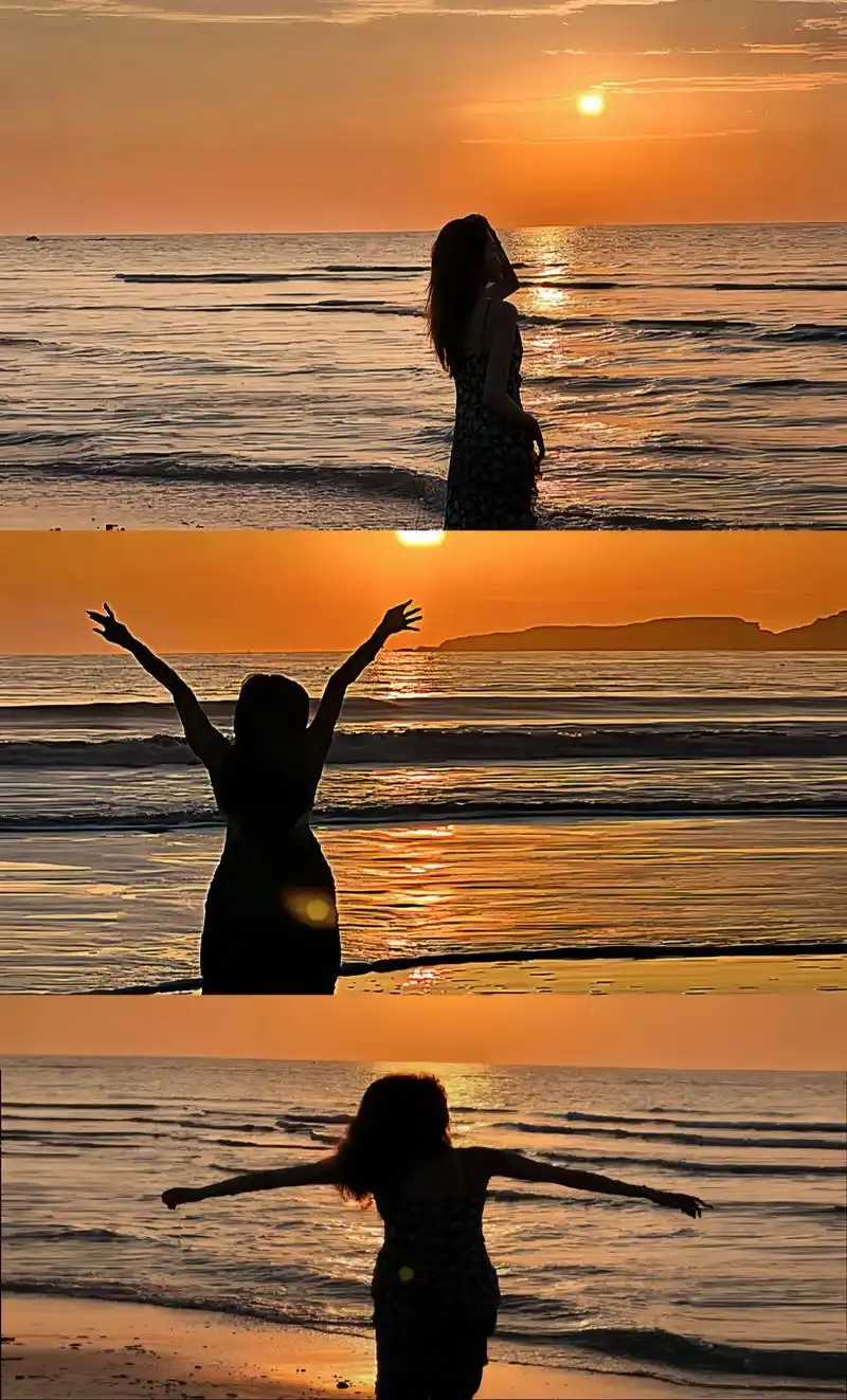 海边日落拍照.海边日落拍照,太爱这个氛围感了,姐妹们赶紧码住